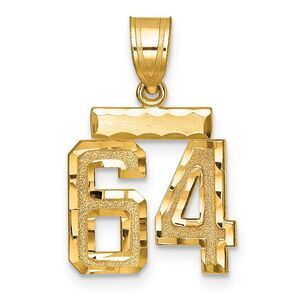 14k Yellow Gold, Varsity Collection, Small D/C Pendant Number 64